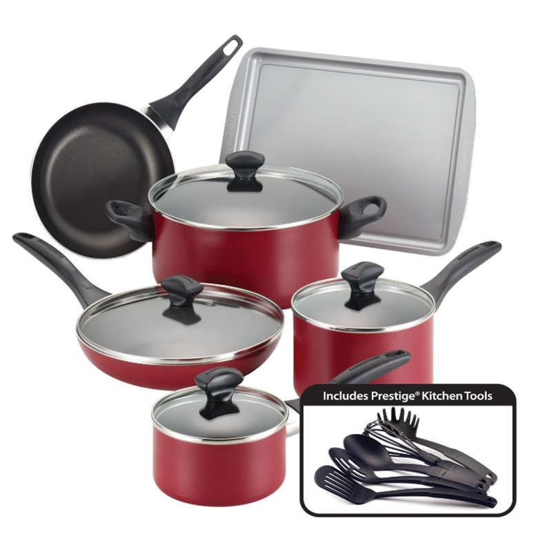  Cookware set de ollas y sartenes antiadherentes de 18 unidades,  Rojo : Hogar y Cocina