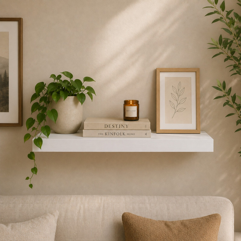 Repisa de Madera Blanco con Soporte