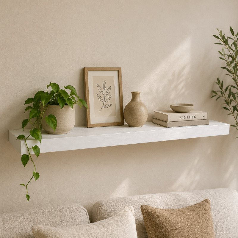 Repisa de Madera Blanco con Soporte