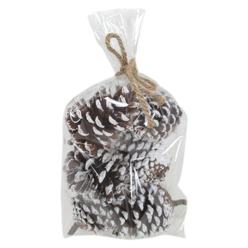 Piñones Decorativos Natural con Nieve 