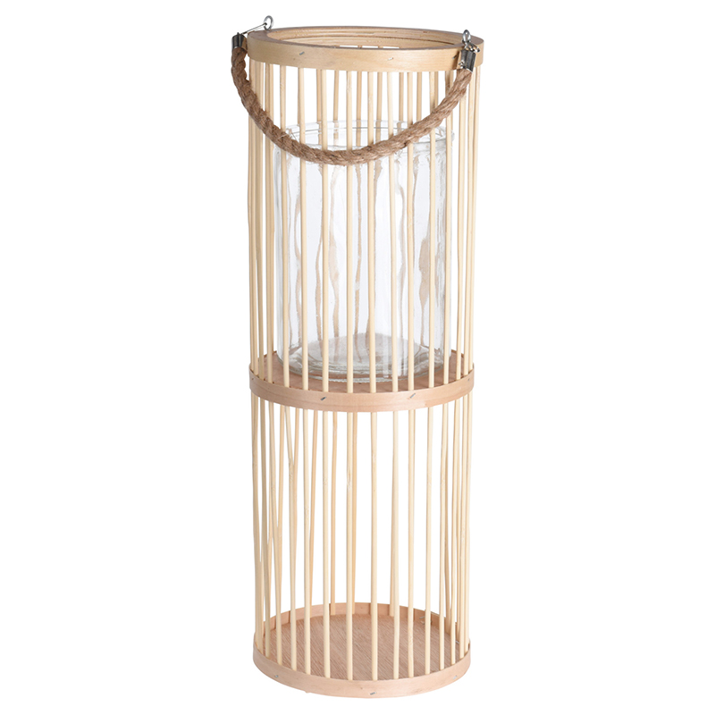 Farol Bambú con Porta Vela 50cm