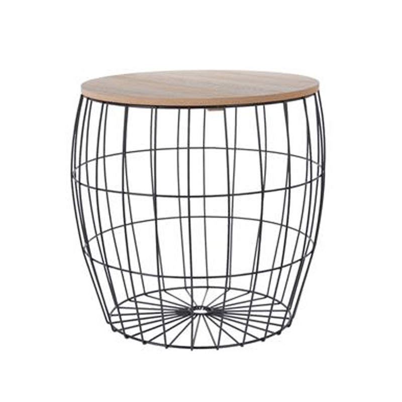 Mesa Negra de Madera y Alambre 35x35cm