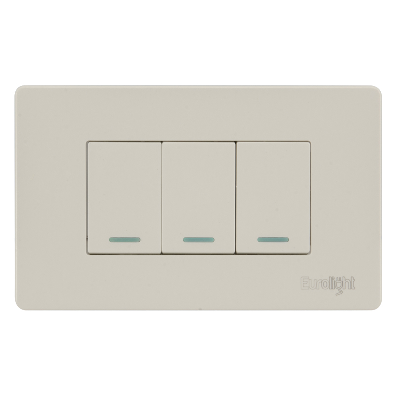 Interruptor Triple 1 Vía Volga Beige 10A