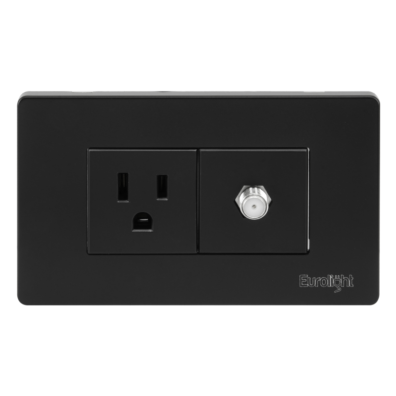 Tomacorriente Polarizado Coaxial Volga Negro