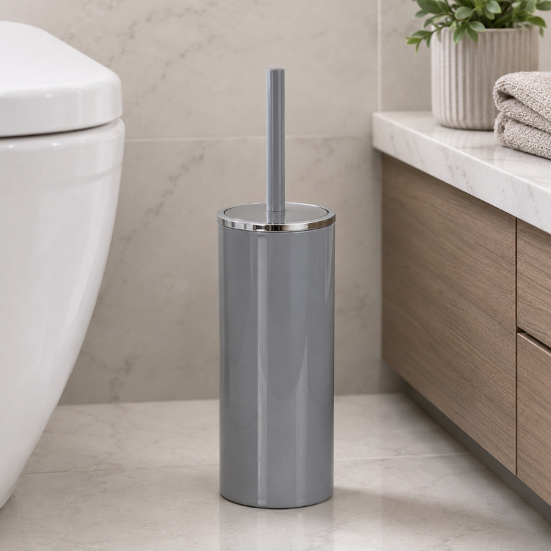 Porta Cepillo Lenox Gris Cromo para Baño PrimaNova