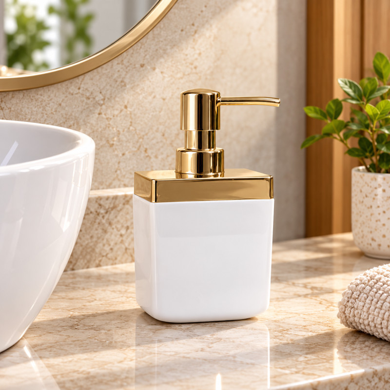 Dispensador de Jabón Toskana Blanco Dorado PrimaNova