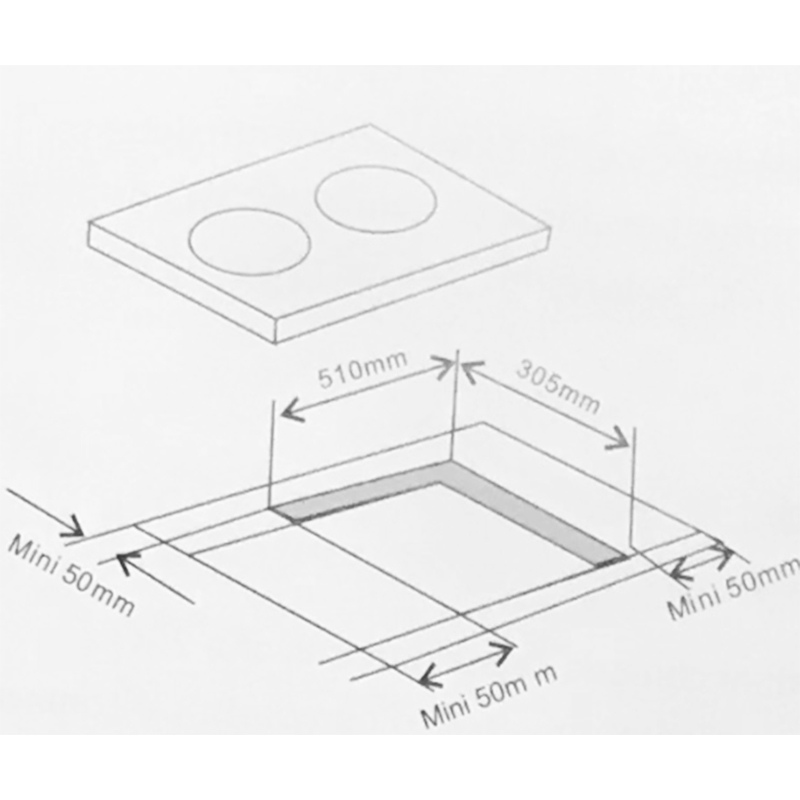 Cocina de Inducción con 2 Quemadores Touch de 30.5x51cm Mastermaid