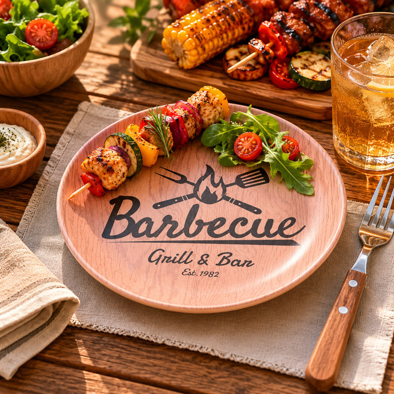 Plato Postre BBQ de Fibra Bambú 20cm
