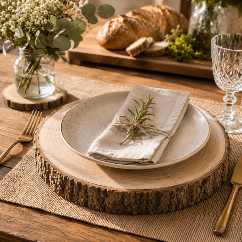 Portaplato Tronco de Madera 34cm