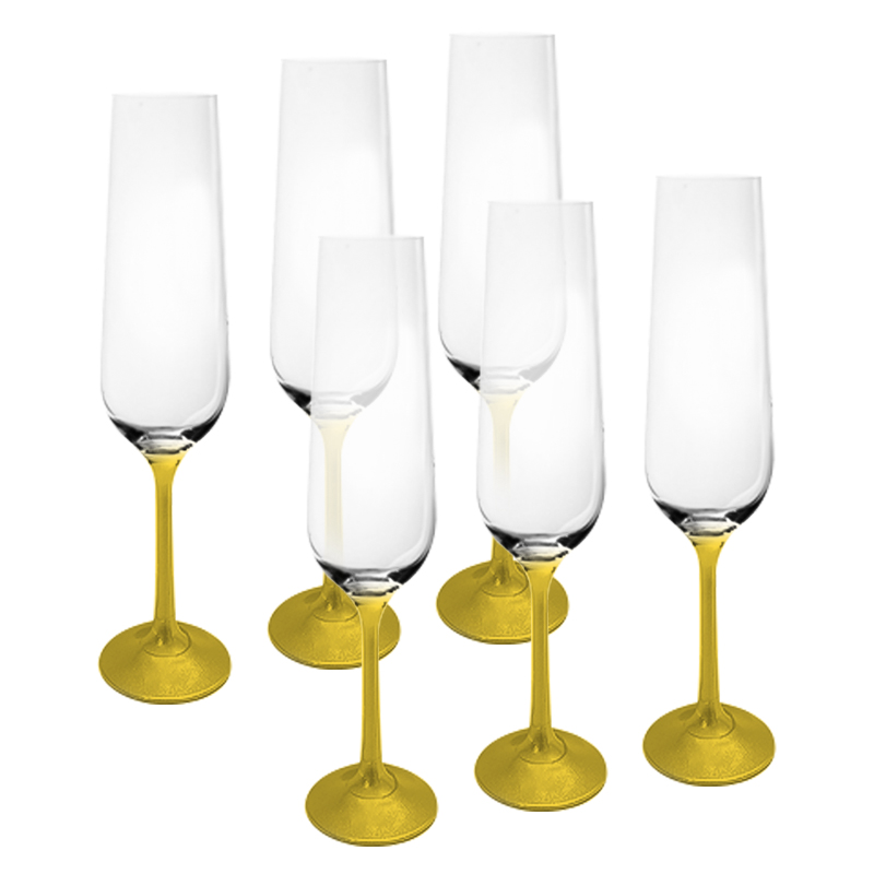 Copa para Champagne Sandra Gold Stem 200ml 6 Unidades