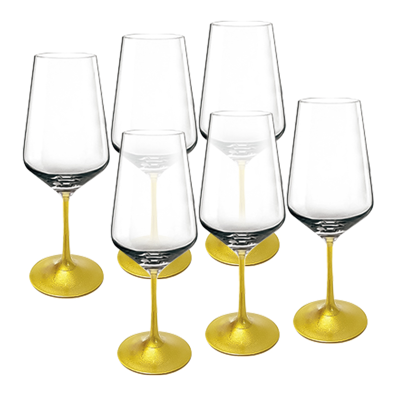 Copa para Vino Sandra Gold Stem 450ml 6 Unidades
