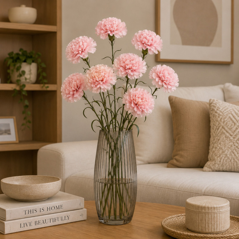 Flor Carnation Rosa 65cm