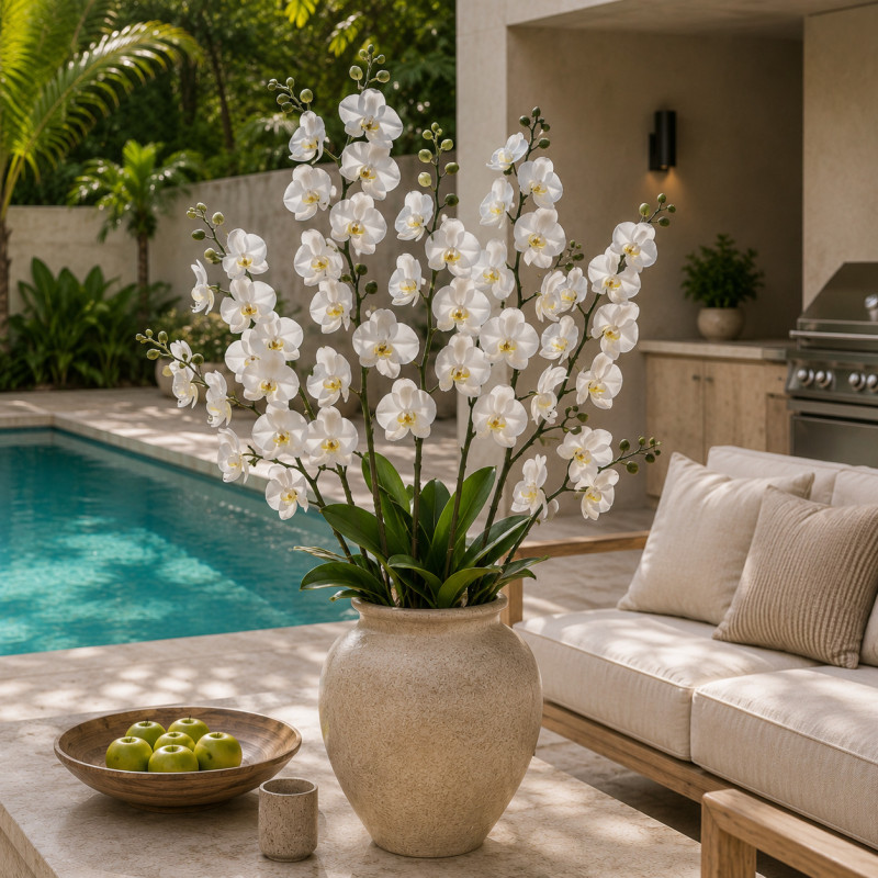 Flor Orquidea Phalaenopsis Blanca 75cm
