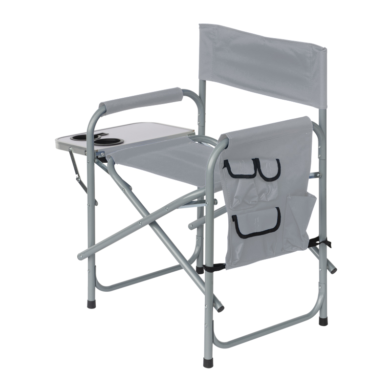 Silla de Playa con Mesa Plegable Gris