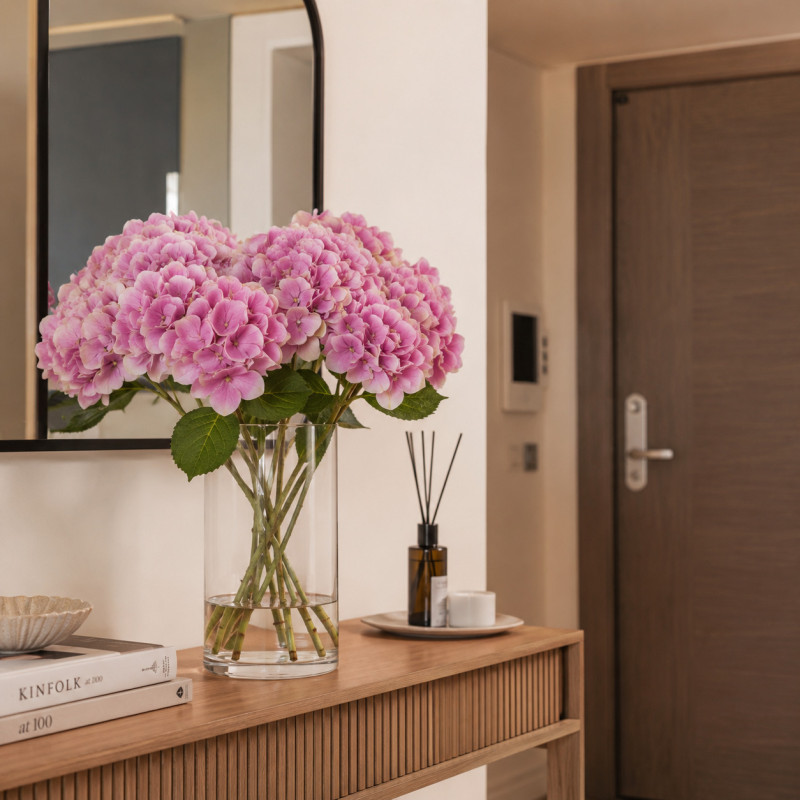 Flor Hydrangea Rosa 50cm