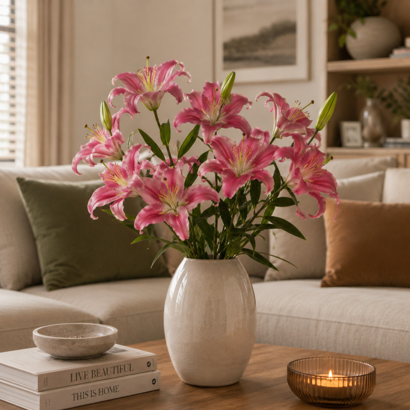 Flor Tiger Lily Vino 56cm