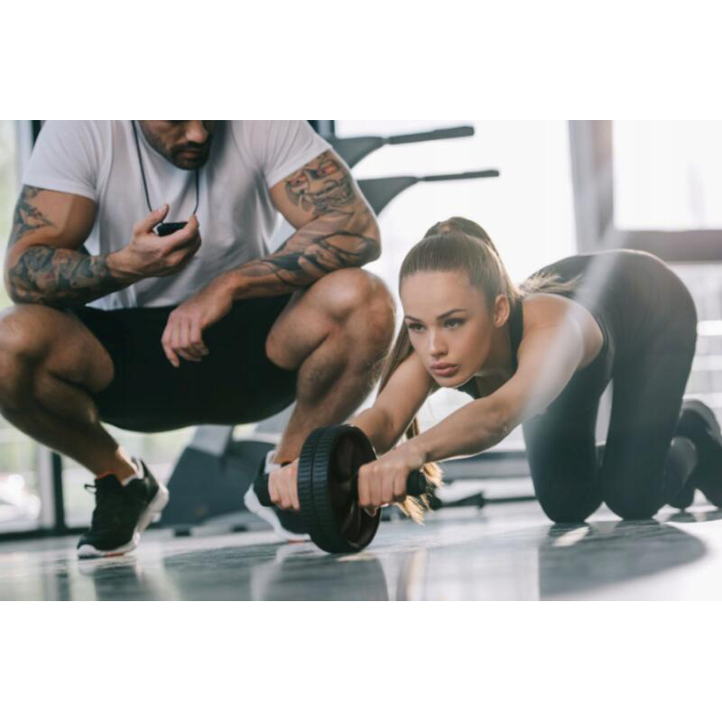 Rodillo abdominales + alfombrilla negra XQMAX