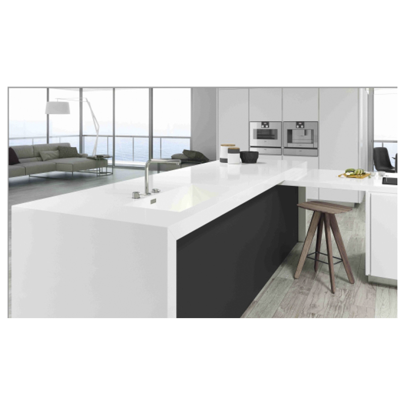 Piedra Sinterizada Blanco Mate 160x320x12mm (5.12) para Mesón