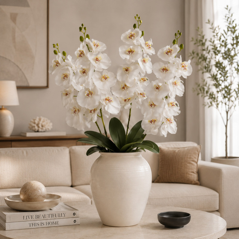 Flor Orquídea Gigante Blanca 104cm