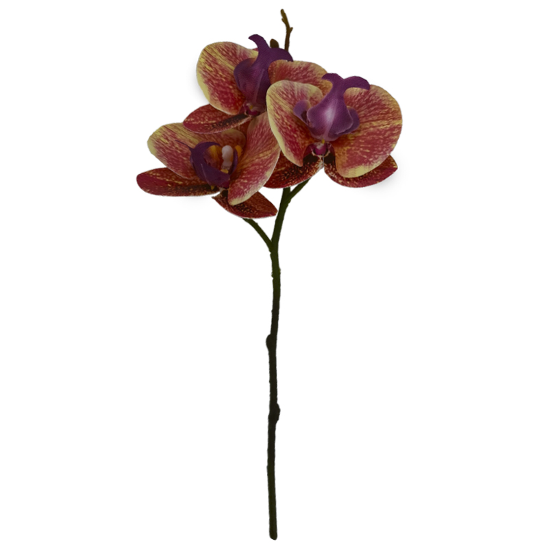 Flor Orquídea  Amarilla Roja 30cm