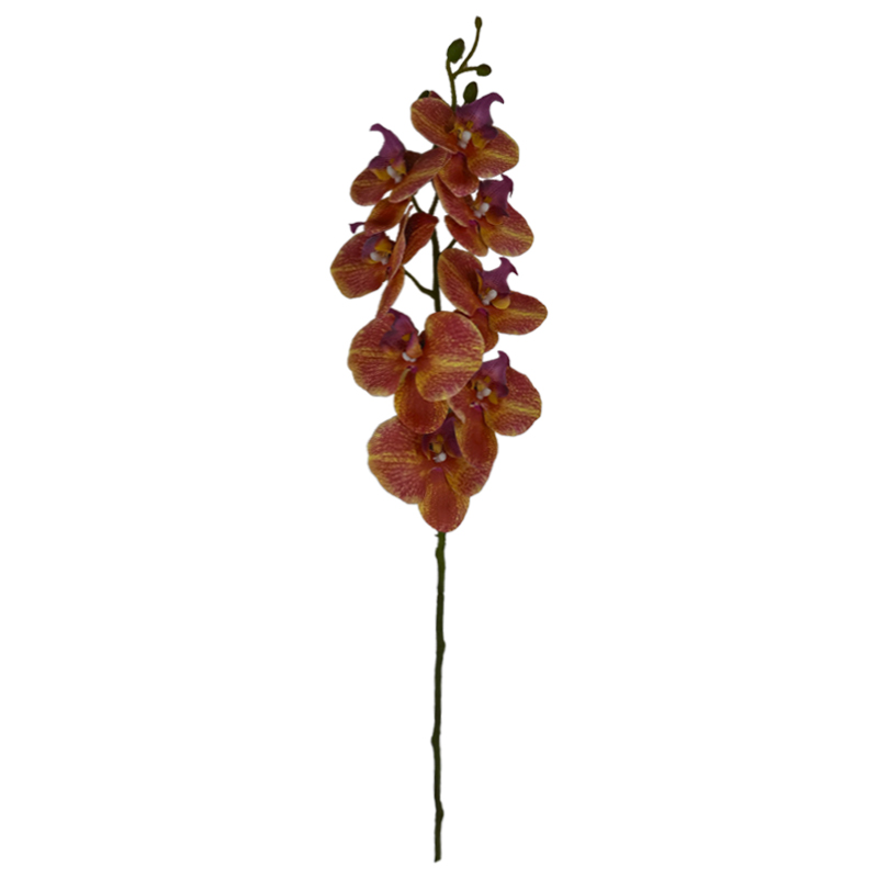 Flor Orquídea  Grande Amarilla Roja 84cm