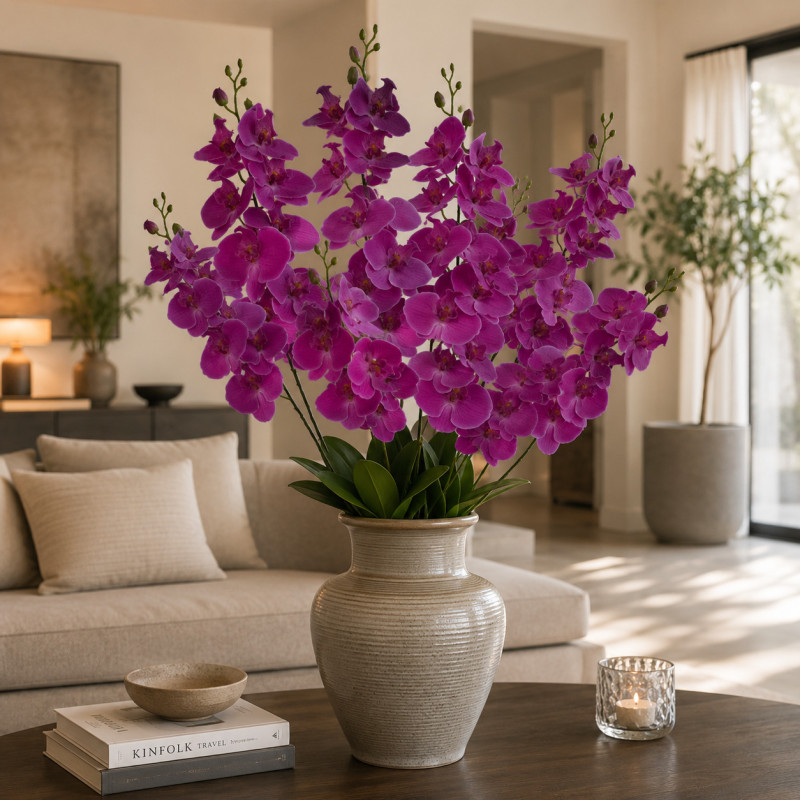 Flor Orquídea  Grande Fucsia 84cm