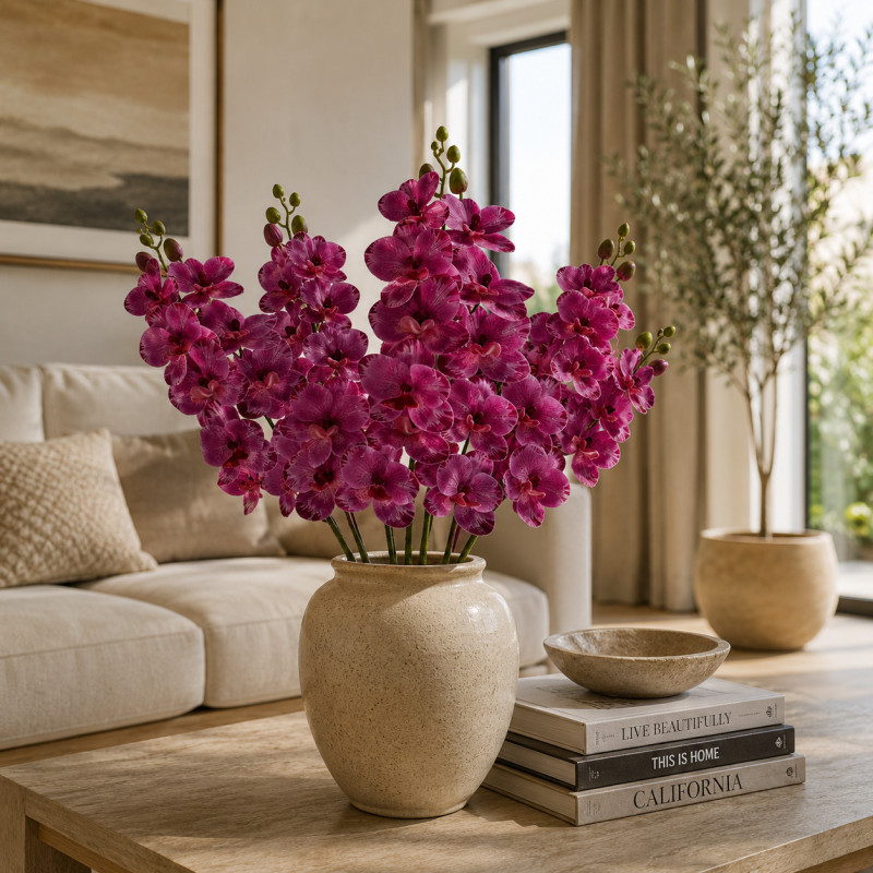 Flor Orquídea Mediana Fucsia 60cm