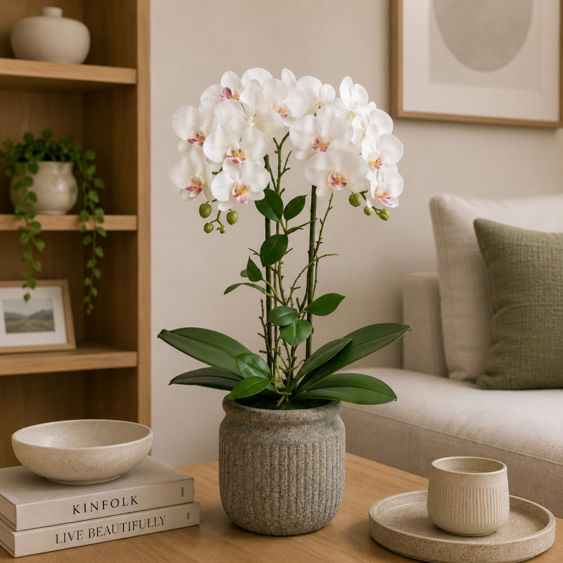 Maceta Phalaenopsis Blanco Fucsia 54cm