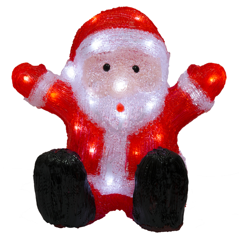 Santa Sentado Acrílico con Luz 30cm