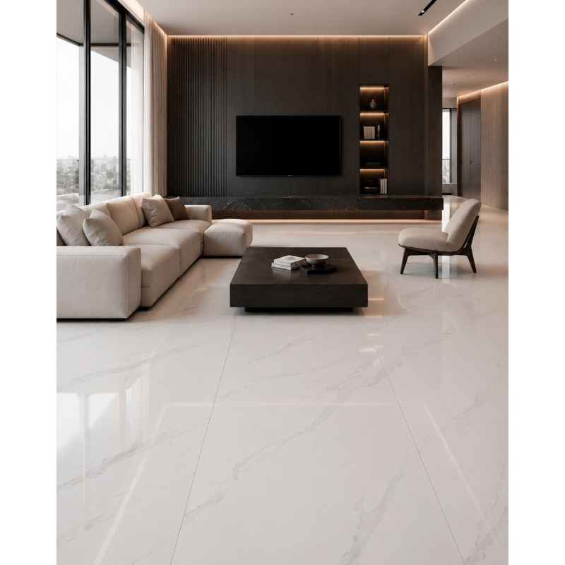 Porcelanato Blanco Ferrara Pulido 90x180cm 