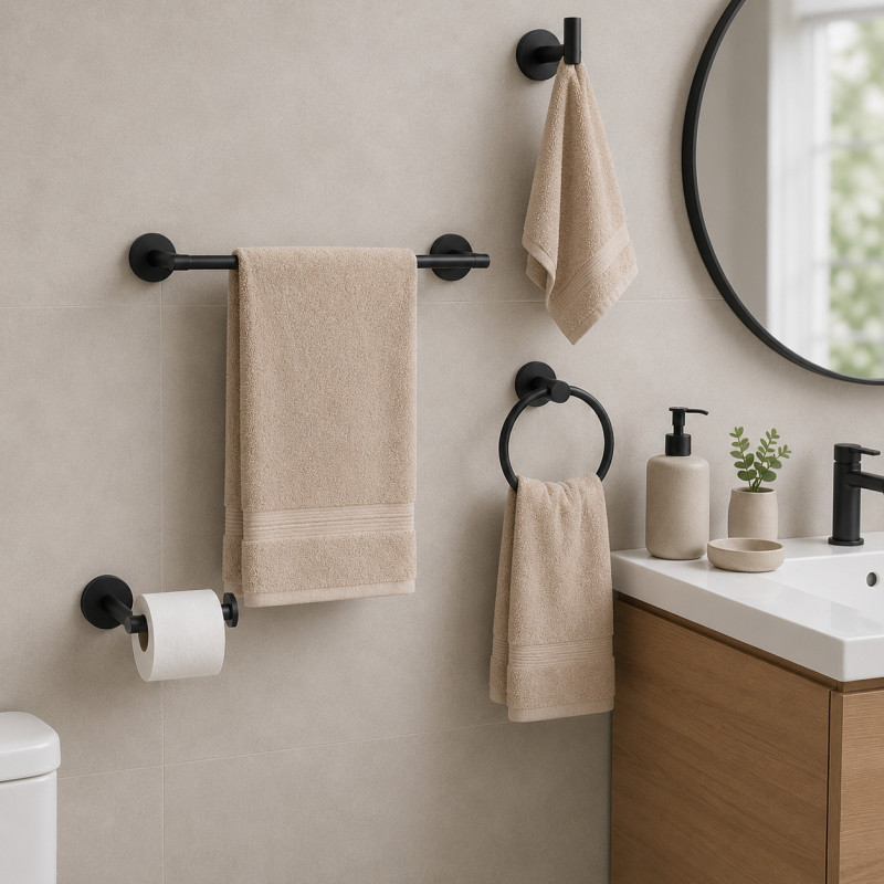 Accesorios de Baño en Set de 4 Piezas Negro Vitta