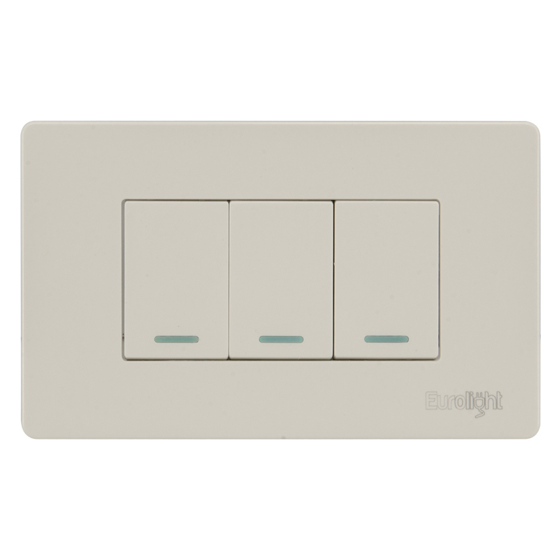 Interruptor Triple 3 Vías Volga Beige 10A
