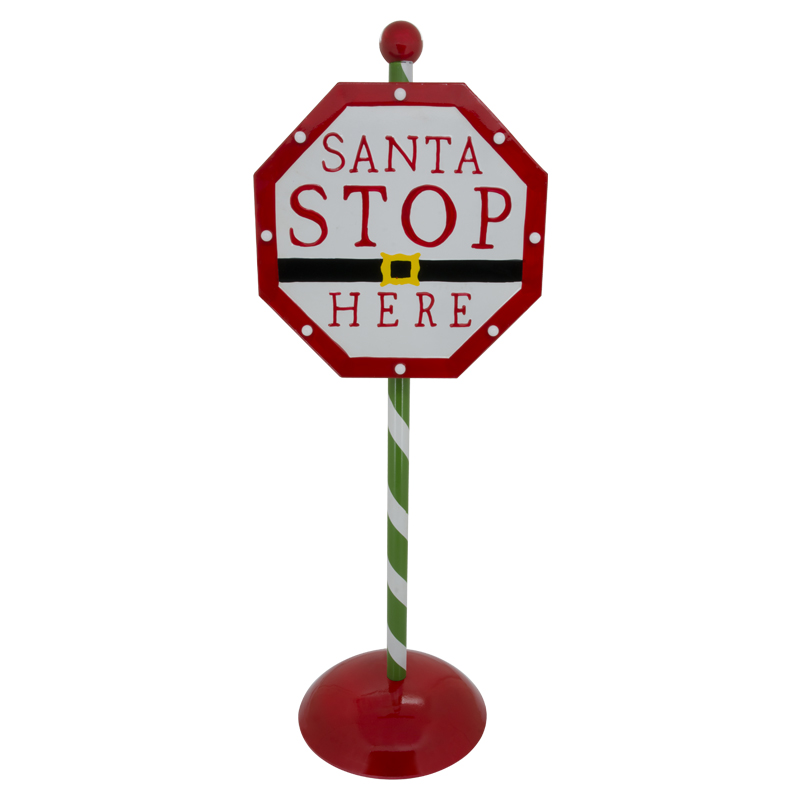 Zerbino In Miniatura Per Casa Delle Bambole - Scala 1:12 - Babbo Natale Con Scritta Stop Here - Tessuto Autoadesivo Rosso 40x60mm