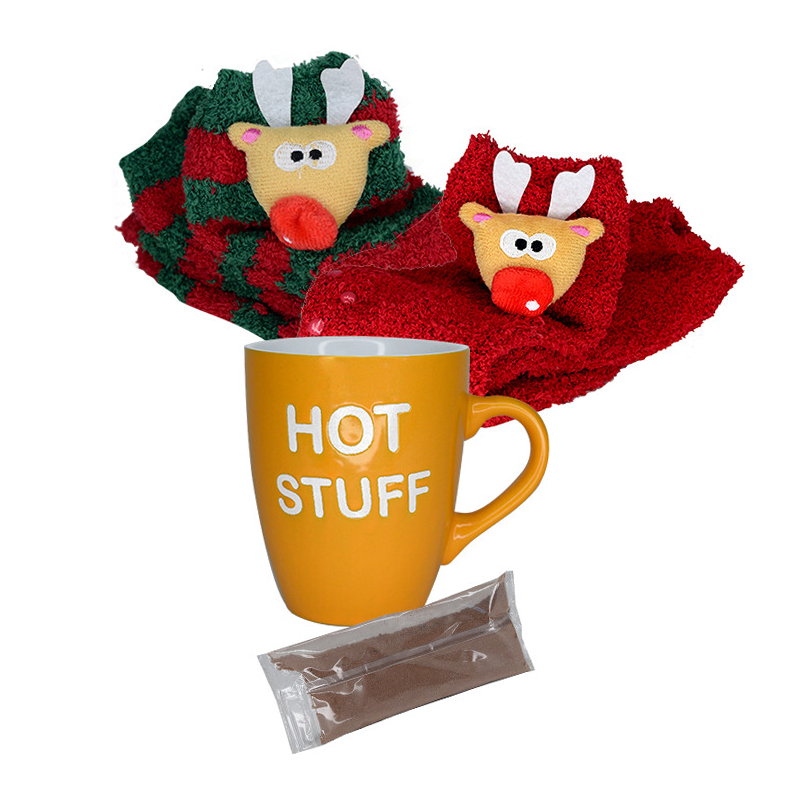 Caja Santa Socks & Choco Rojo Verde 