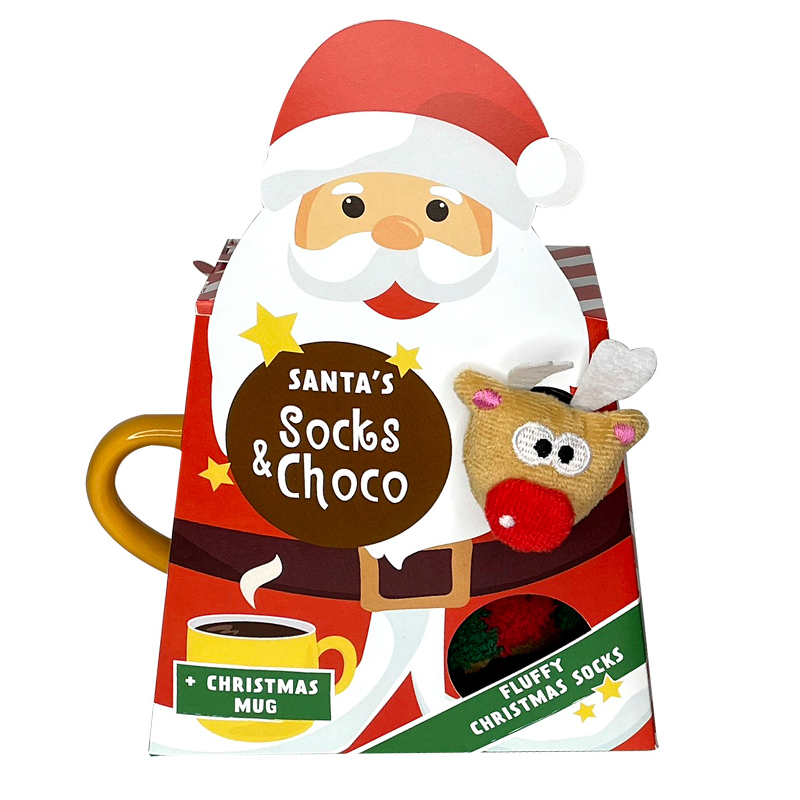 Caja Santa Socks & Choco Rojo Verde 
