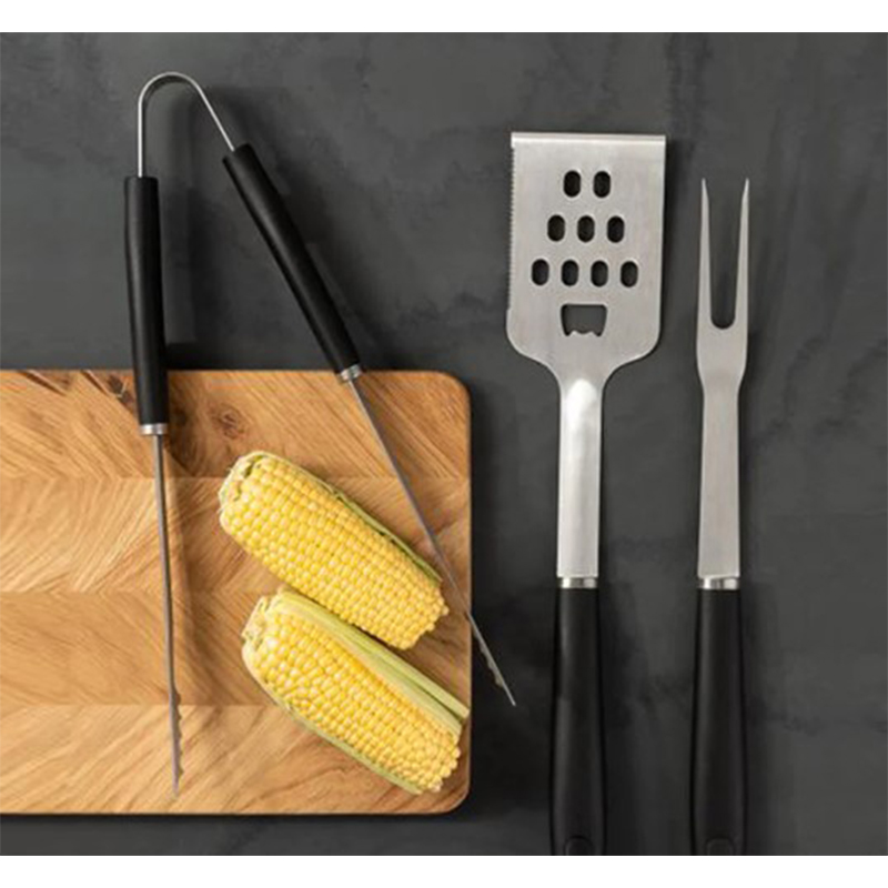 Utensilios para BBQ Negro 3 Piezas 