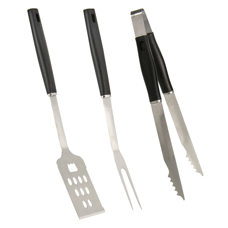 Utensilios para BBQ Negro 3 Piezas 