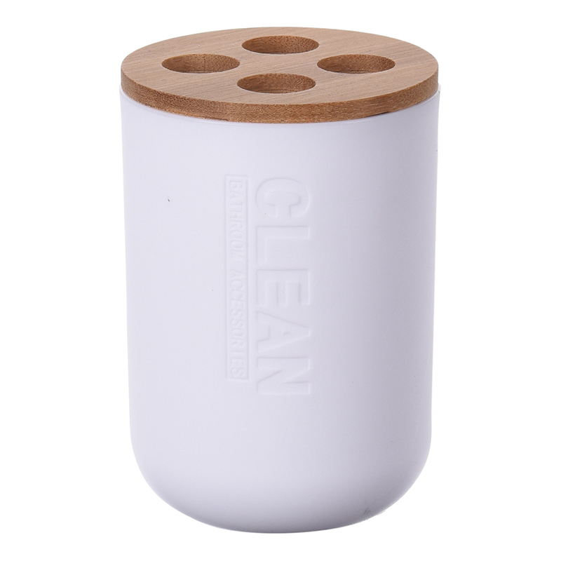 Porta Cepillo Blanco Bambú