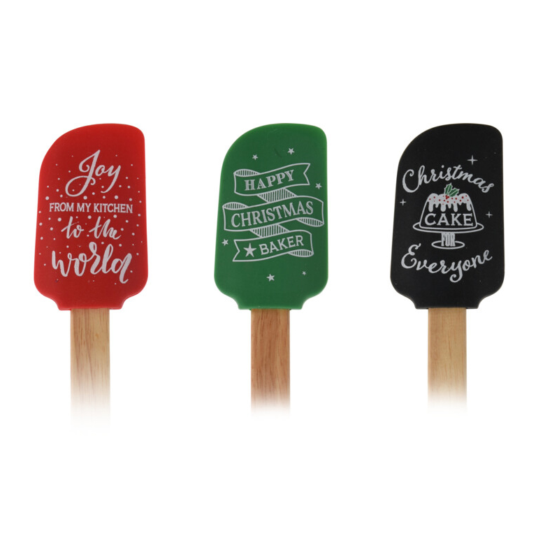 Espátulas Silicón Christmas Negro Rojo Verde