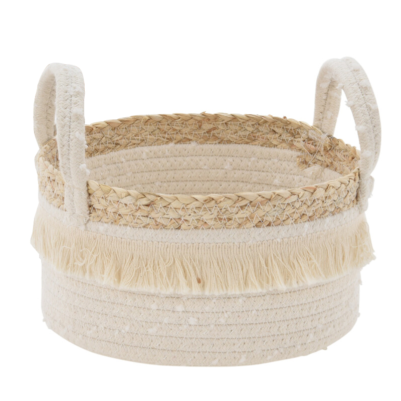Cesto Tejido Blanco Yute 22cm