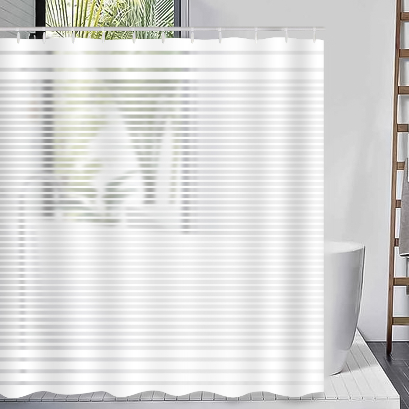 Cortina de Baño PVC Vinilo Blanca Stripes Horizontal 180x180cm