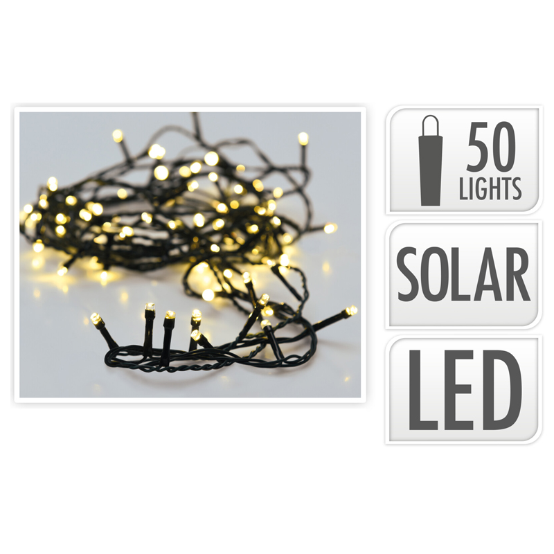 Luces Led x50 Luz Cálida Solar con Estaca