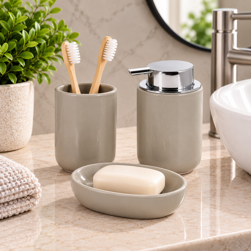 Accesorios de Baño Beige 3 Piezas