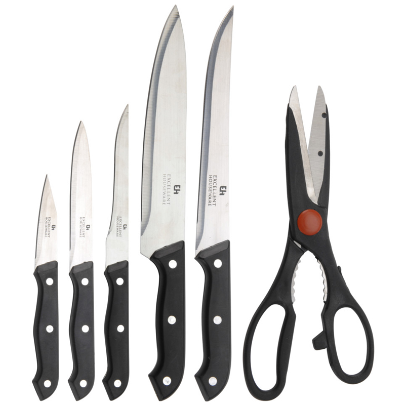 Cuchillos con Base de Madera en Juego de  7 Piezas 