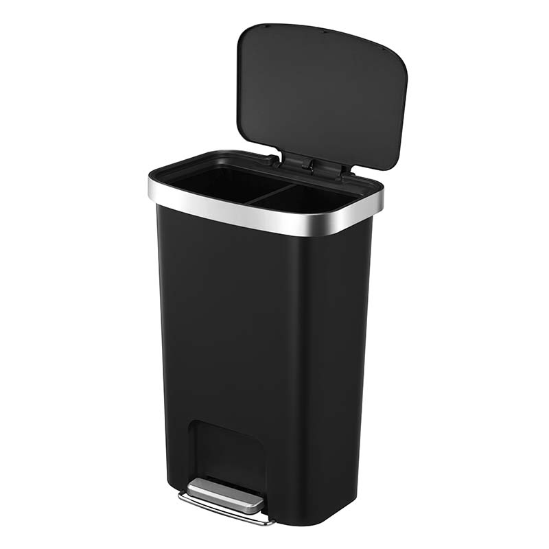 Tacho 50 Litros Hana Negro Inoxidable con Pedal y Tapa Hidráulica 
