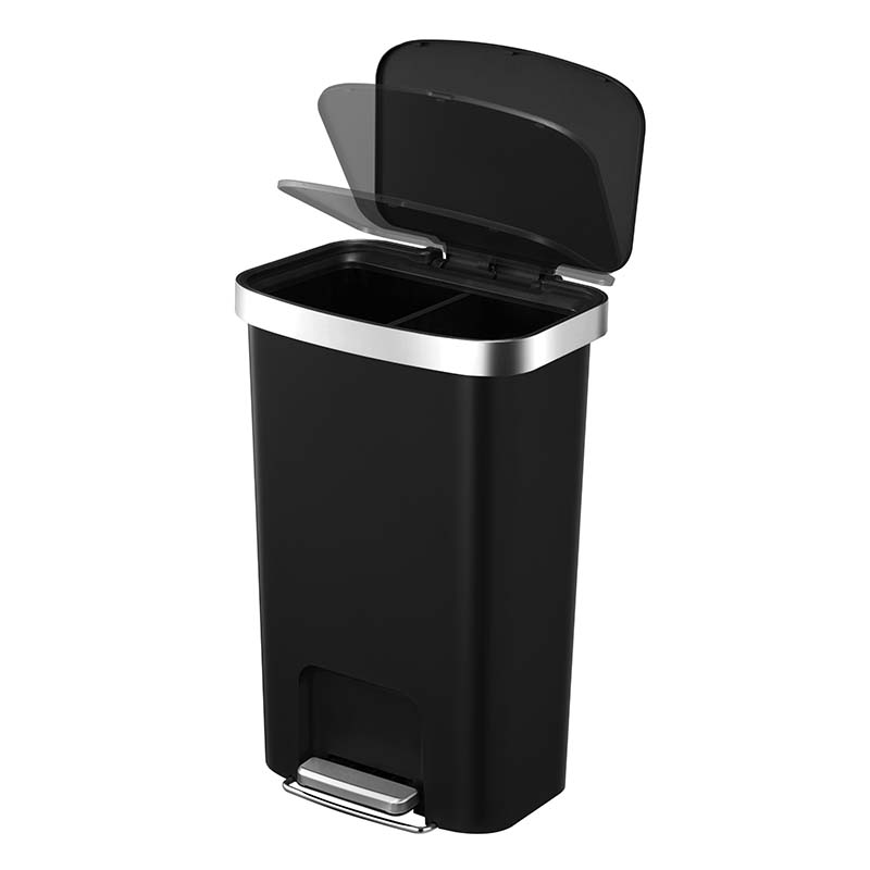 Tacho 50 Litros Hana Negro Inoxidable con Pedal y Tapa Hidráulica 