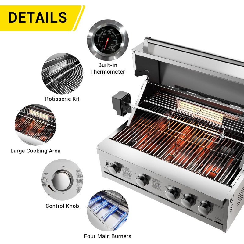 BBQ Profesional  Empotrable a Gas con 5 Quemadores Dipiu