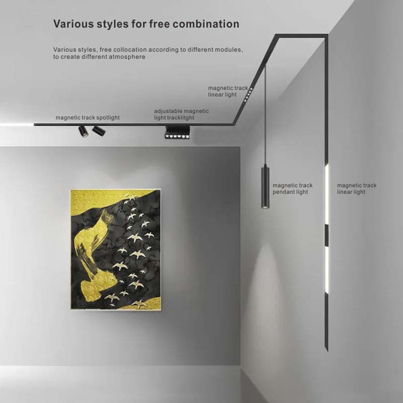Riel Empotrable Negro 300cm para Led Magnética 
