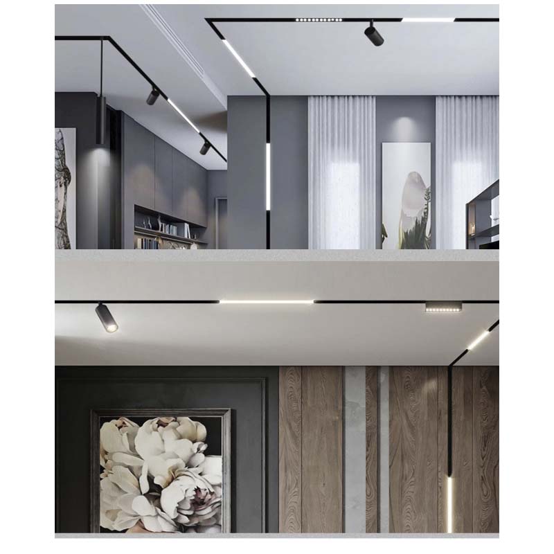 Riel Empotrable Negro 300cm para Led Magnética 