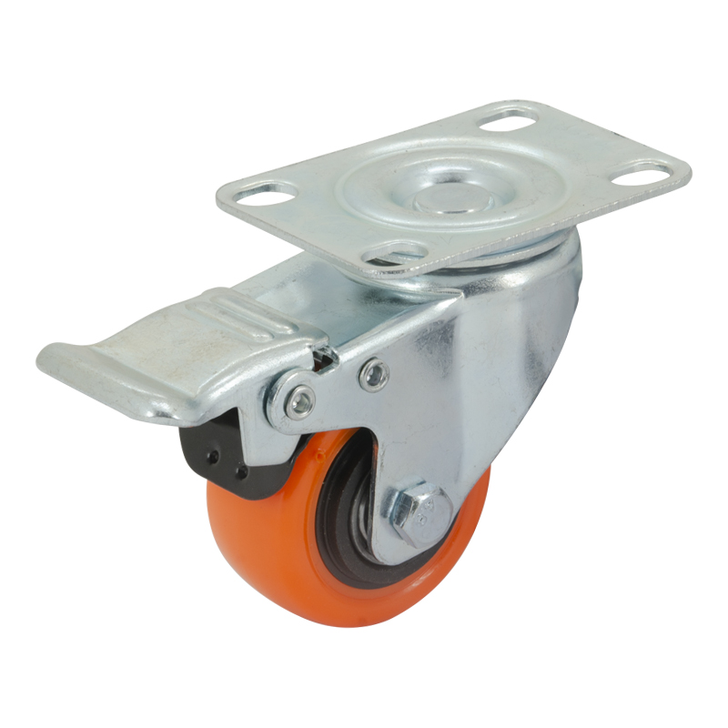 Garrucha Rueda PVC Naranja con Plataforma y Freno 2